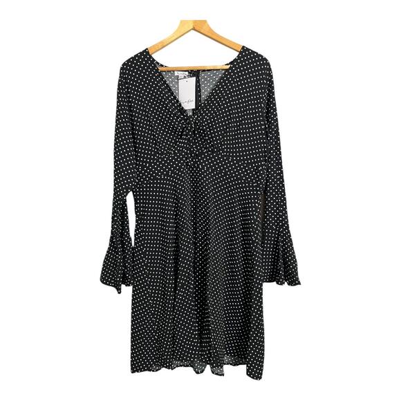 Polka Dot Dress Love, Fire New NWT XL Bell Sleeve New Tie Front - Picture 1 of 9